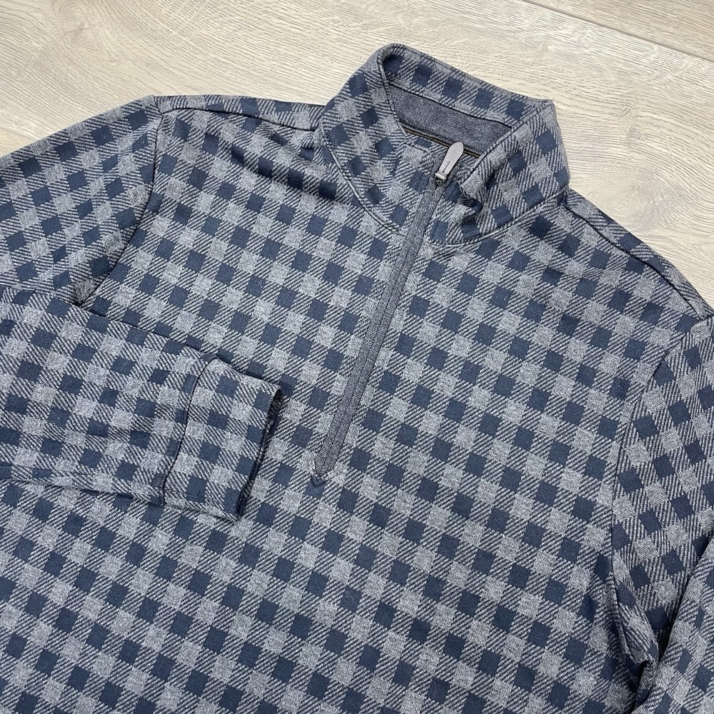 Vineyard Vines OTG Bluffs Quarter Zip Pullover Gray Blue Men Sz S Preppy Casual